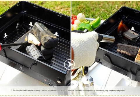 GRILL SKŁADANY TURYSTYCZNY WALIZKA PRZENOŚNY OGRODOWY WĘGLOWY Z UCHWYTEM