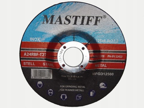 TARCZE DO SZLIFOWANIA METALU 125/6 mm MASTIFF