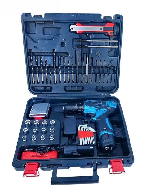 WIERTARKO WKRĘTARKA AKUMULATOROWA WKRĘTARKA 2xAKU NASADKI BITY WIERTŁA MOC