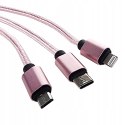 KABEL ŁADOWARKA 3w1 DO IPHONE MICRO USB TYP-C