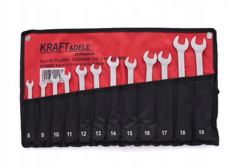 ZESTAW KLUCZY KLUCZE PŁASKO OCZKOWE 8-19mm 12szt