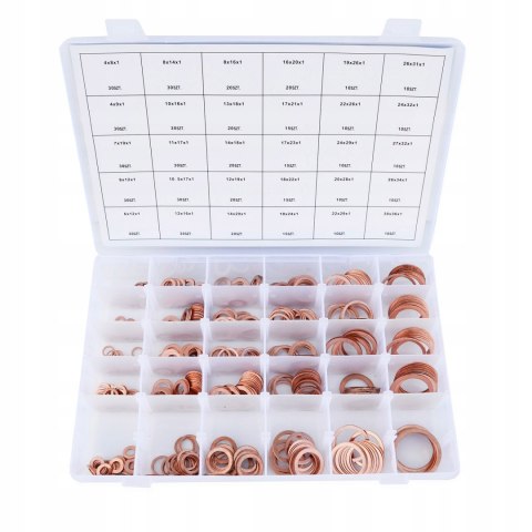 PODKŁADKI MIEDZIANE USZCZELKI MIEDŹ ZESTAW 300 SZT