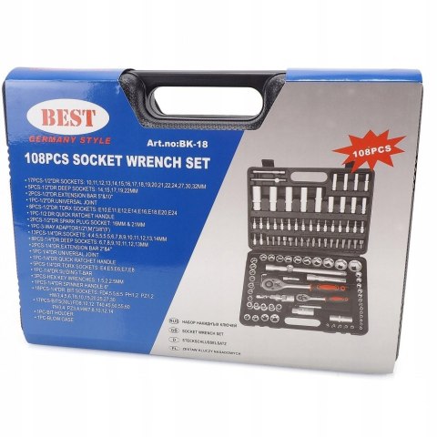 ZESTAW KLUCZY NASADOWYCH KLUCZE NASADOWE 108 EL.