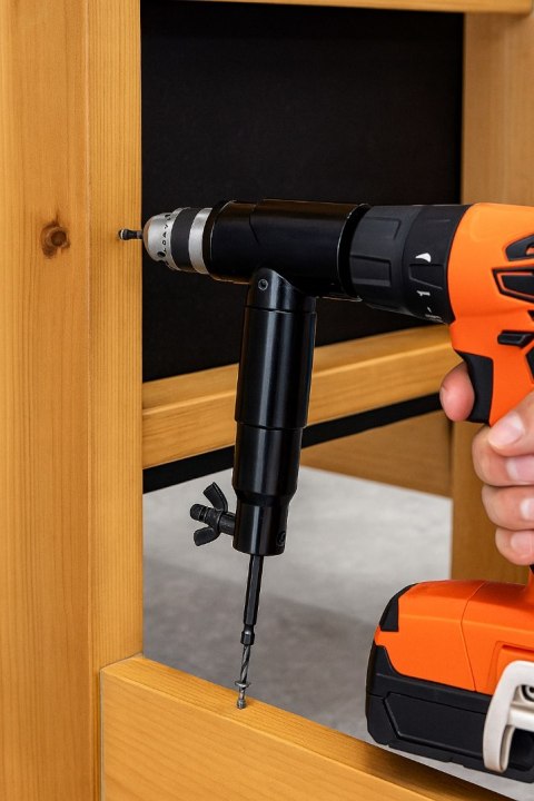 ADAPTER PRZYSTAWKA KĄTOWA UCHWYT NASADKA DO WIERTARKI POD KĄTEM + KLUCZYK