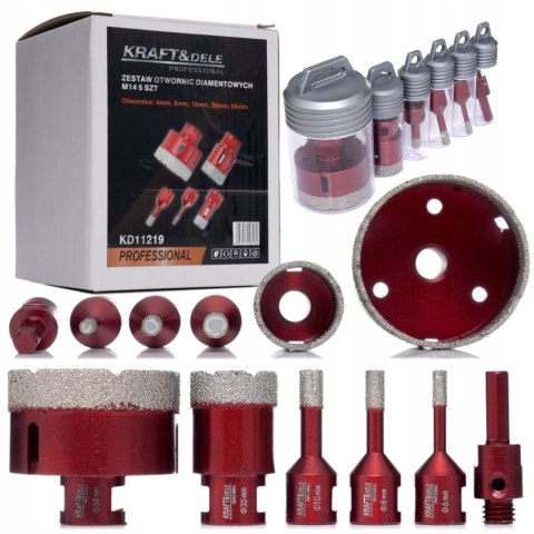KRAFT&DELE ZESTAW OTWORNIC DIAMENTOWYCH 5 EL 6-68mm DO CERAMIKI M14 KD11219