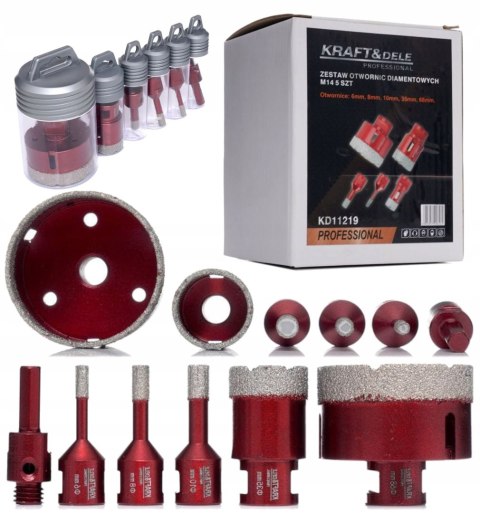 KRAFT&DELE ZESTAW OTWORNIC DIAMENTOWYCH 5 EL 6-68mm DO CERAMIKI M14 KD11219