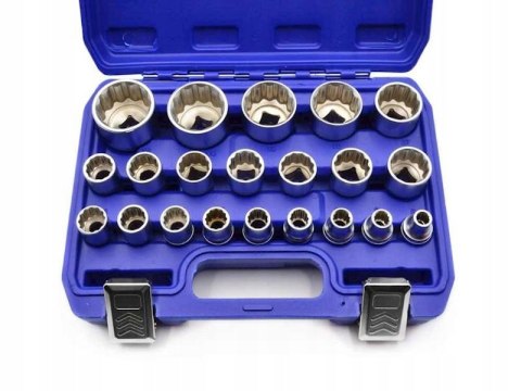 NASADKI SPLINE. KLUCZE ZESTAW NASADEK 12-KĄTNE 8-36MM 1/2 WALIZKA 21 EL
