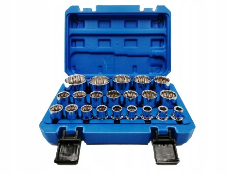 NASADKI SPLINE. KLUCZE ZESTAW NASADEK 12-KĄTNE 8-36MM 1/2 WALIZKA 21 EL