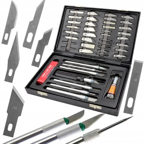 NÓŻ MODELARSKI SKALPEL NOŻYK NOŻYKI ZESTAW 56szt