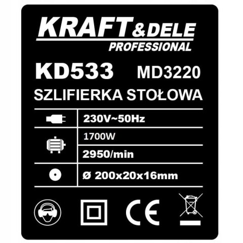 SZLIFIERKA STOŁOWA TARCZOWA KAMIENIOWA 200mm 1700W