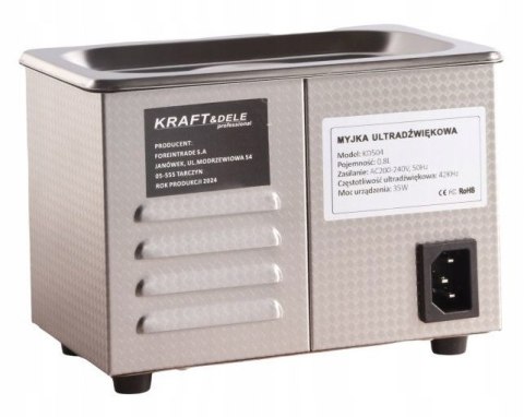 Myjka Ultradźwiękowa 0,8 L 48KHZ 40W 230V KraftDele