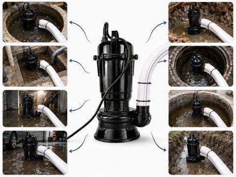 3850W POMPA DO WODY BRUDNEJ SZAMBA Z ROZDRABNIACZ MOCNA ZATAPIALNA ADAPTER