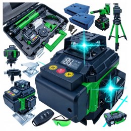 POZIOMICA LASEROWA LASER KRZYŻOWY ZIELONY SAMOPOZIOMUJĄCA LCD 360 2 BATERIE