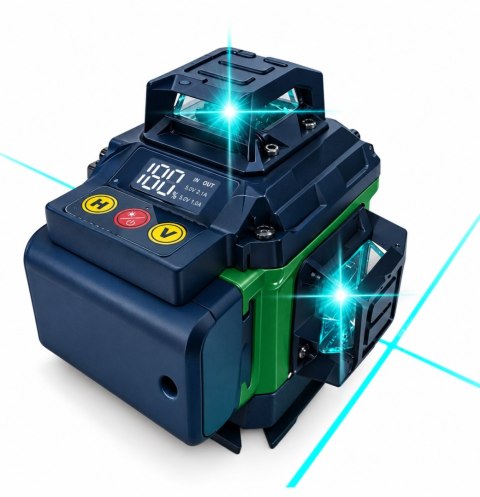 POZIOMICA LASEROWA LASER KRZYŻOWY ZIELONY SAMOPOZIOMUJĄCA LCD 360 2 BATERIE