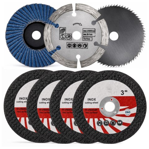 ZESTAW TARCZE DO SZLIFIERKI 75 MM CIĘCIA METALU DREWNA BETONU LISTKOWA 75MM